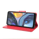 For Motorola Moto G22 Butterfly Flower Pattern Leather Phone Case(Red)