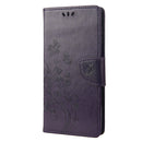 For Motorola Moto G22 Butterfly Flower Pattern Leather Phone Case(Deep Purple)