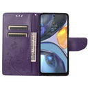 For Motorola Moto G22 Butterfly Flower Pattern Leather Phone Case(Deep Purple)