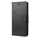 For Motorola Moto G22 Butterfly Flower Pattern Leather Phone Case(Black)