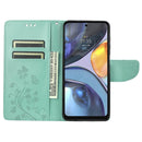For Motorola Moto G22 Butterfly Flower Pattern Leather Phone Case(Green)