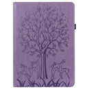 Tree & Deer Pattern Pressed Printing Leather Tablet Case For iPad mini 6 2021(Purple)