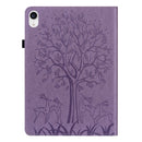 Tree & Deer Pattern Pressed Printing Leather Tablet Case For iPad mini 6 2021(Purple)