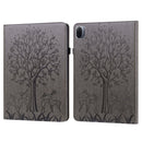 For Xiaomi Pad 5 / 5 Pro Tree & Deer Pattern Pressed Printing Leather Tablet Case with Sleep / Wake-up(Grey)