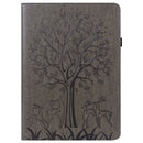 For Xiaomi Pad 5 / 5 Pro Tree & Deer Pattern Pressed Printing Leather Tablet Case with Sleep / Wake-up(Grey)