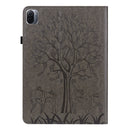 For Xiaomi Pad 5 / 5 Pro Tree & Deer Pattern Pressed Printing Leather Tablet Case with Sleep / Wake-up(Grey)