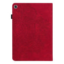 For Samsung Galaxy Tab A8 10.5 2021 Peacock Embossed Pattern Leather Tablet Case(Red)