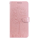 For Motorola Moto G60 Tree & Deer Pattern Pressed Printing Horizontal Flip Leather Phone Case(Pink)