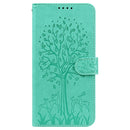 For Motorola Moto G60 Tree & Deer Pattern Pressed Printing Horizontal Flip Leather Phone Case(Green)