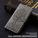 For Motorola Moto G60 Tree & Deer Pattern Pressed Printing Horizontal Flip Leather Phone Case(Grey)