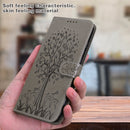 For Motorola Moto G60 Tree & Deer Pattern Pressed Printing Horizontal Flip Leather Phone Case(Grey)