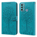 For Motorola Moto G60 Tree & Deer Pattern Pressed Printing Horizontal Flip Leather Phone Case(è“è‰²)