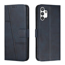 For Samsung Galaxy A13 4G Stitching Calf Texture Buckle Leather Phone Case(Blue)
