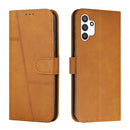 For Samsung Galaxy A13 4G Stitching Calf Texture Buckle Leather Phone Case(Yellow)