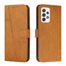 For Samsung Galaxy A33 5G Stitching Calf Texture Buckle Leather Phone Case(Yellow)