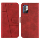 For Xiaomi Redmi Note 10 5G/Note 10T/Poco M3 Pro 5G Stitching Calf Texture Buckle Leather Phone Case(Red)