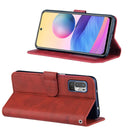 For Xiaomi Redmi Note 10 5G/Note 10T/Poco M3 Pro 5G Stitching Calf Texture Buckle Leather Phone Case(Red)