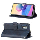 For Xiaomi Redmi Note 10 5G/Note 10T/Poco M3 Pro 5G Stitching Calf Texture Buckle Leather Phone Case(Blue)
