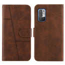 For Xiaomi Redmi Note 10 5G/Note 10T/Poco M3 Pro 5G Stitching Calf Texture Buckle Leather Phone Case(Brown)