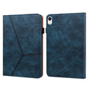 Solid Color Embossed Striped Leather Case For iPad mini 6(Blue)