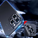 Metal Lens Liquid Silicone Phone Case For iPhone 13(Blue)