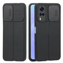 For OPPO F17 Pro / Reno4 Lite / A93 / Reno4 F Litchi Texture Sliding Camshield TPU Phone Case(Black)
