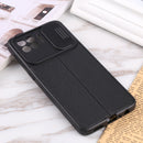 For OPPO F17 Pro / Reno4 Lite / A93 / Reno4 F Litchi Texture Sliding Camshield TPU Phone Case(Black)