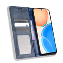 For Honor X8 Magnetic Buckle Retro Texture Leather Phone Case(Blue)