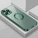 9D Electroplated Edge Lens Film Clear PC + TPU Shockproof Case For iPhone 13 Pro(Alpine Green)