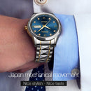 JIN SHI DUN 8813 Fashion Waterproof Luminous Automatic Mechanical Watch, Style:Men(Silver Gold Blue)