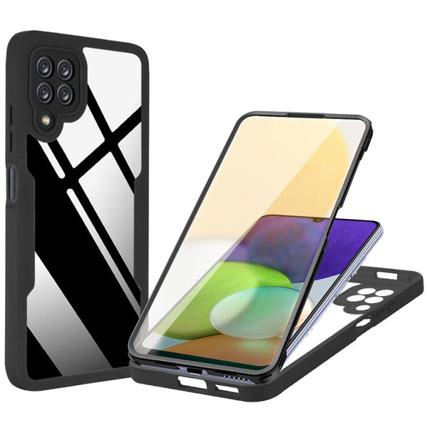 For Samsung Galaxy A22 4G Acrylic + TPU 360 Degrees Full Coverage Shockproof Phone Case(Black)