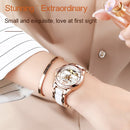 JIN SHI DUN 8831 Women Fashion Diamond Hollowed Waterproof Ceramic Mechanical Watch(White)
