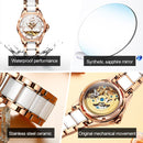 JIN SHI DUN 8831 Women Fashion Diamond Hollowed Waterproof Ceramic Mechanical Watch(White)
