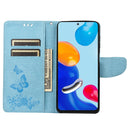 For Xiaomi Redmi Note 11 4G / Note 11S Butterfly Embossed Horizontal Flip Leather Phone Case(Blue)