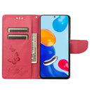 For Xiaomi Redmi Note 11 4G / Note 11S Butterfly Embossed Horizontal Flip Leather Phone Case(Red)