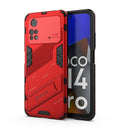 For Xiaomi Poco M4 Pro 4G Punk Armor 2 in 1 PC + TPU Shockproof Phone Case with Invisible Holder(Red)
