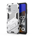 For Xiaomi Poco M4 Pro 4G Punk Armor 2 in 1 PC + TPU Shockproof Phone Case with Invisible Holder(White)