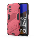 For Xiaomi Poco M4 Pro 4G Punk Armor 2 in 1 PC + TPU Shockproof Phone Case with Invisible Holder(Light Red)