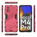 For Xiaomi Poco M4 Pro 4G Punk Armor 2 in 1 PC + TPU Shockproof Phone Case with Invisible Holder(Light Red)