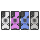 For vivo Y21 Space PC+TPU Shockproof Phone Case with Ring Holder(White)