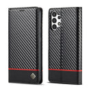 For Samsung Galaxy A13 4G LC.IMEEKE Carbon Fiber Horizontal Flip Leather Phone Case(Horizontal Black)