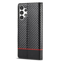 For Samsung Galaxy A13 4G LC.IMEEKE Carbon Fiber Horizontal Flip Leather Phone Case(Horizontal Black)