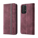 For Samsung Galaxy A73 5G Splicing Skin Feel Magnetic Leather Phone Case(Wine Red)