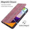 For Samsung Galaxy A73 5G Splicing Skin Feel Magnetic Leather Phone Case(Wine Red)