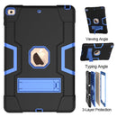 For iPad 10.2 Contrast Color Silicone + PC Combination Case with Holder(Black + Blue)