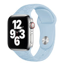 Butterflies Love Flower Embossing Silicone Watch Band For Apple Watch Series 7 41mm / 6&SE&5&4 40mm / 3&2&1 38mm(Sky Blue)