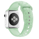 Butterflies Love Flower Embossing Silicone Watch Band For Apple Watch Series 7 41mm / 6&SE&5&4 40mm / 3&2&1 38mm(Light Green)