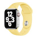 Butterflies Love Flower Embossing Silicone Watch Band For Apple Watch Series 7 45mm / 6&SE&5&4 44mm / 3&2&1 42mm(Light Yellow)