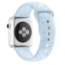 Butterflies Love Flower Embossing Silicone Watch Band For Apple Watch Series 7 45mm / 6&SE&5&4 44mm / 3&2&1 42mm(Sky Blue)