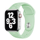 Butterflies Love Flower Embossing Silicone Watch Band For Apple Watch Series 7 45mm / 6&SE&5&4 44mm / 3&2&1 42mm(Light Green)